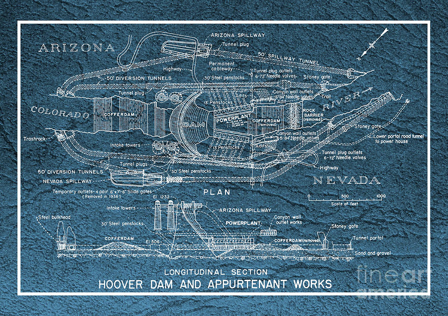 Hoover Dam Blueprint 1935 Photograph by Doc Braham