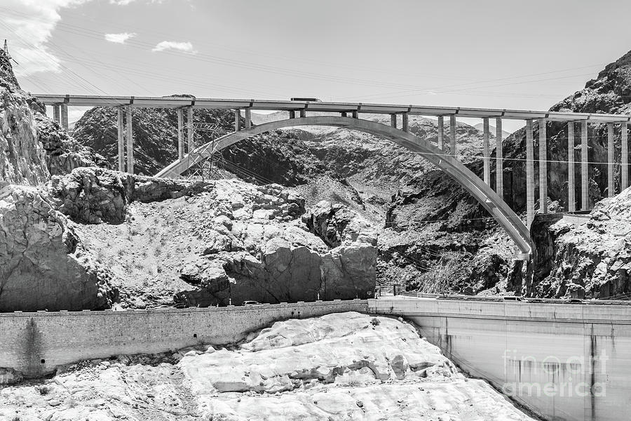 Hoover Dam Bypass Bridge Black and White Photo Photograph by Paul Velgos