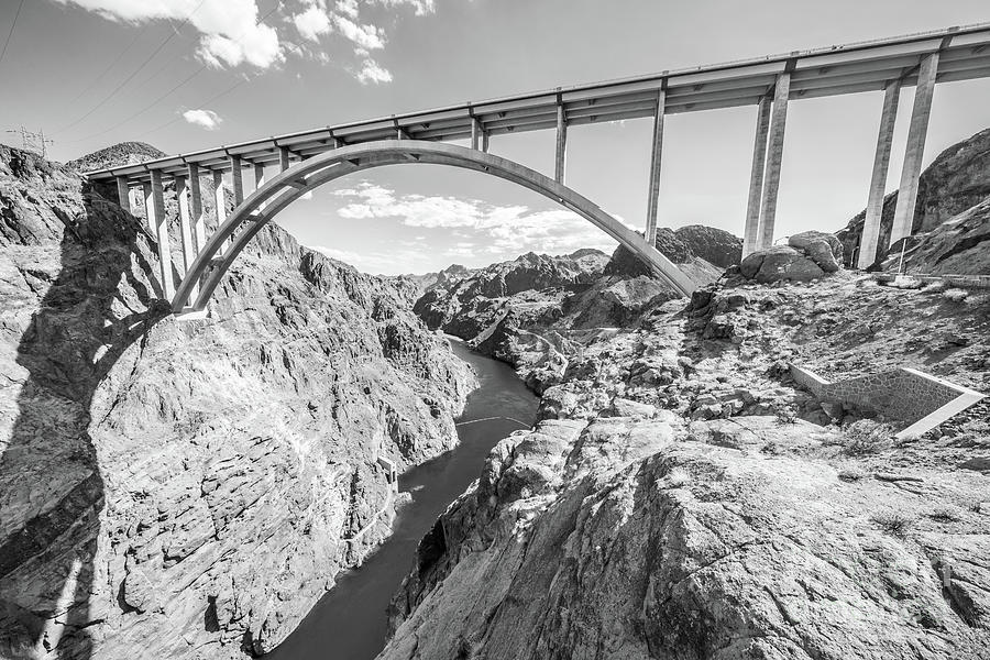 Hoover Dam Memorial Bypass Bridge Black and White Photo Photograph by Paul Velgos