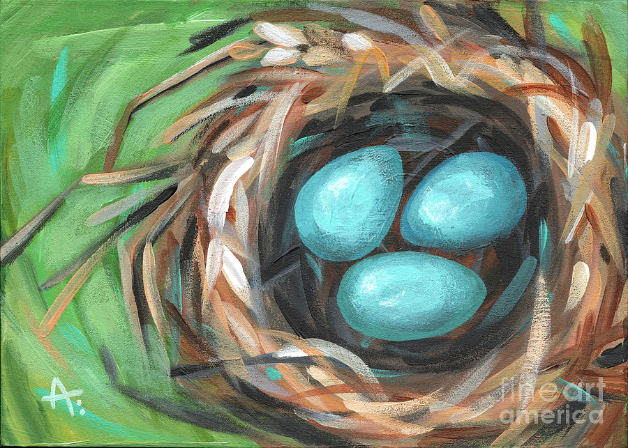Hope - Bird Nest Painting Painting by Annie Troe