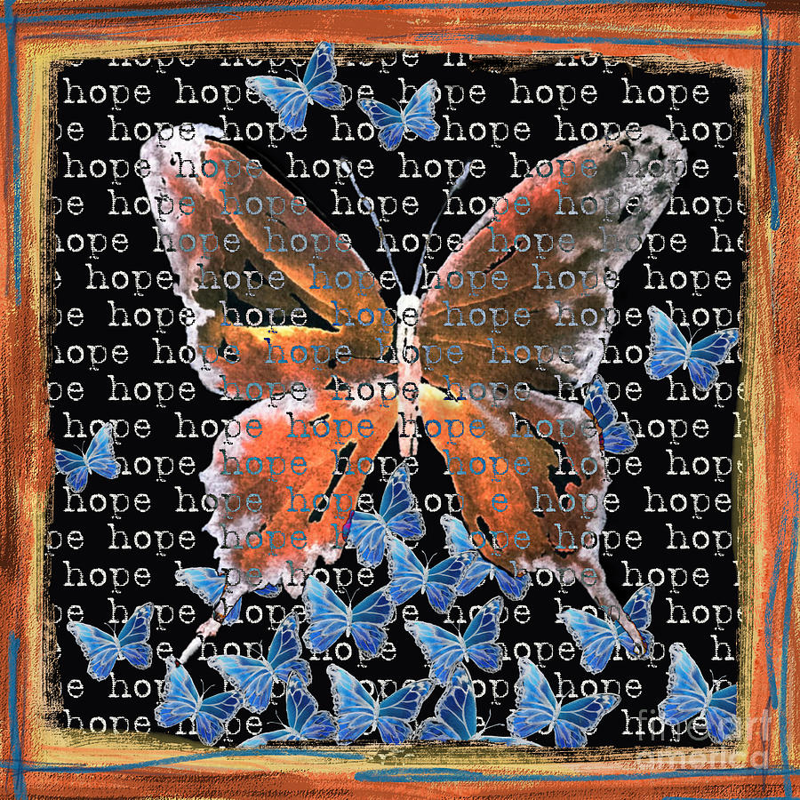 Hope Butterfly in black Digital Art by Liana Yarckin