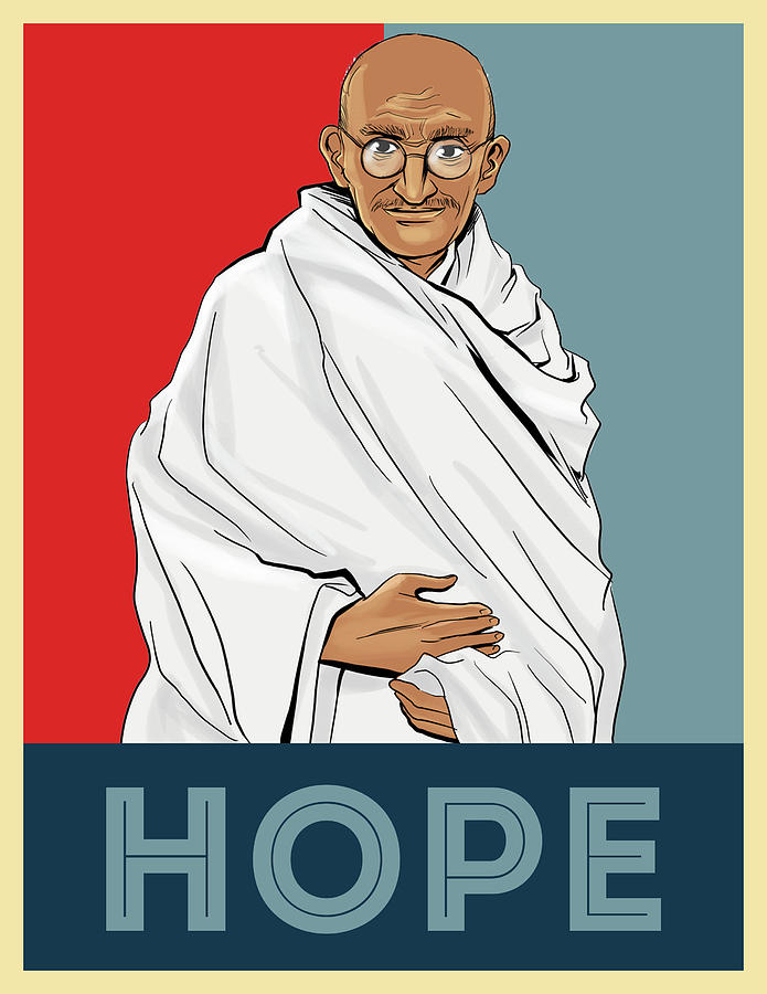 Abstract Painting - Hope Poster Mahatma Gandhi by Celestial Images