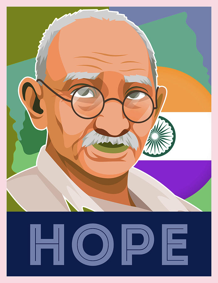 Abstract Painting - Hope Poster Mahatma Gandhi v2 a by Celestial Images