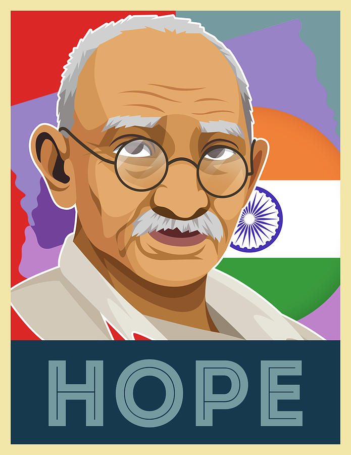 Abstract Painting - Hope Poster Mahatma Gandhi v2 by Celestial Images