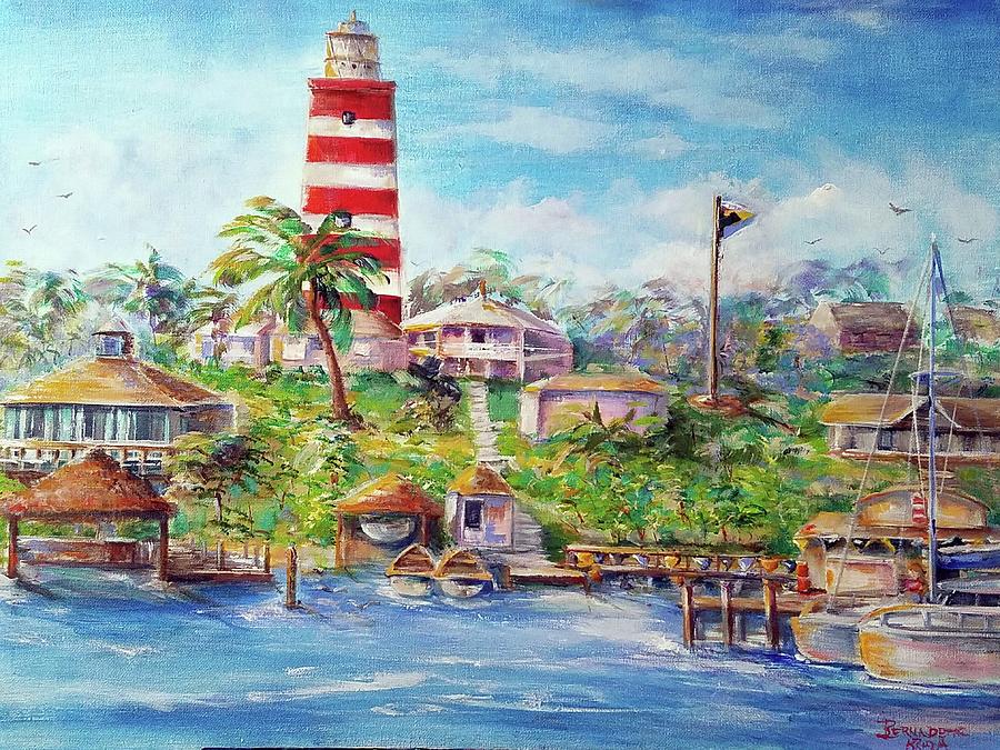 Lighthouse Painting - Hope Town Lighthouse Bahamas  by Bernadette Krupa