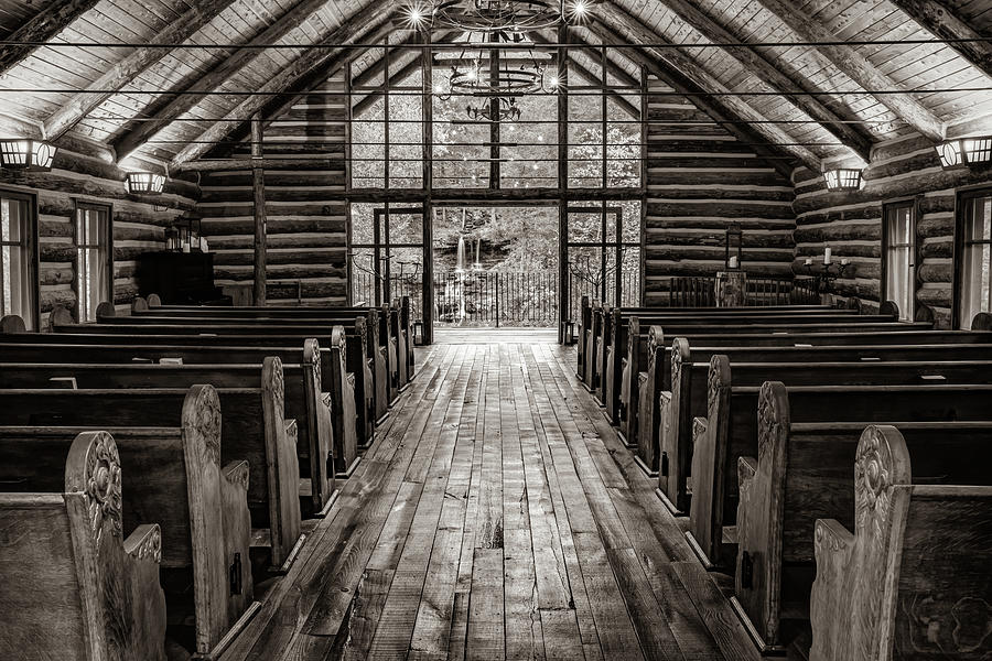 Hope Wilderness Chapel of Dogwood Canyon in Sepia Photograph by Gregory Ballos