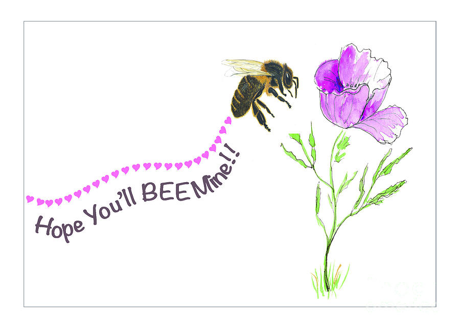 Hope You Will BEE Mine Valentine Mixed Media by Conni Schaftenaar