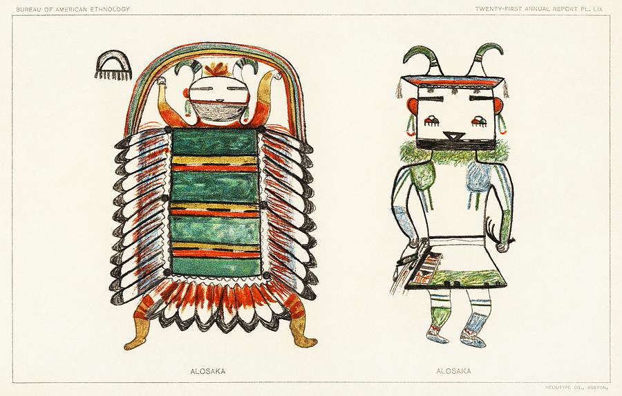 Hopi Katcinas Alosaka 1895 Drawn By The Native People From The Book Of Jesse Walter Fewkes 1850 19 Painting By Les Classics