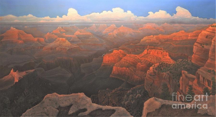 Hopi Point Golden Hour Painting by Jerry Bokowski