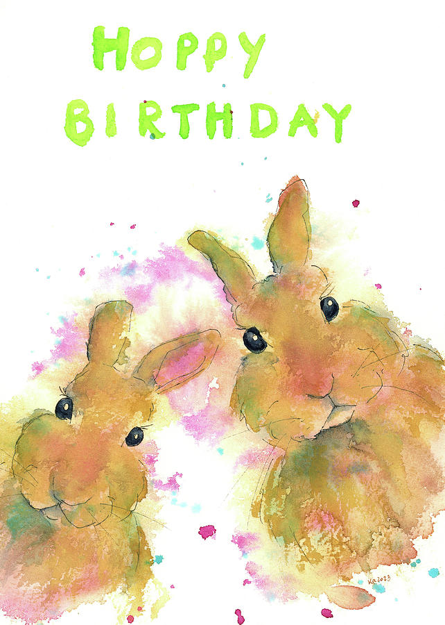 Hoppy Birthday Painting by Karen Kaspar