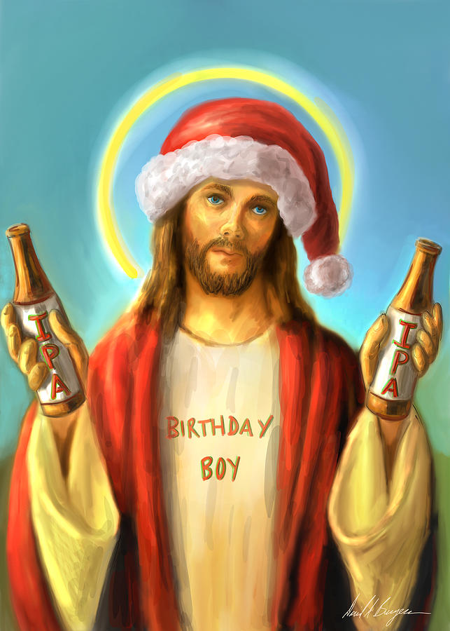 Jesus Christ Digital Art - Hoppy Christmas Jesus by David Burgess