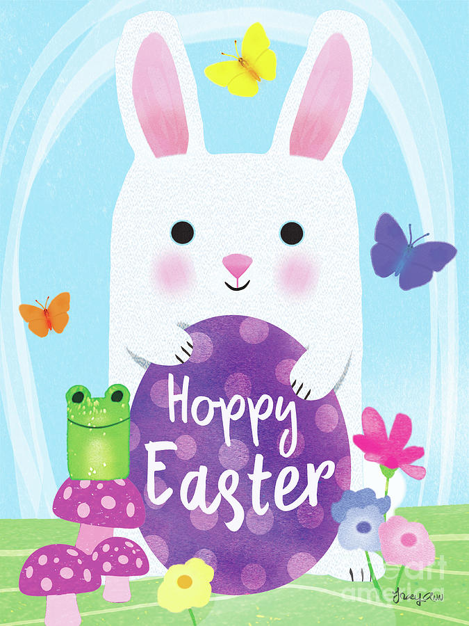 Hoppy Easter Bunny Painting by Tracy Herrmann