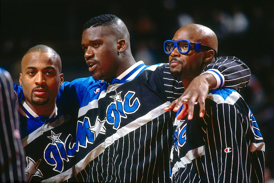 Horace Grant, Dennis Scott, and Shaquille Oneal Photograph by Barry Gossage