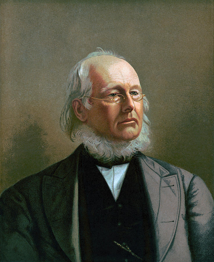 Horace Greeley Lithograph Portrait Painting by War Is Hell Store