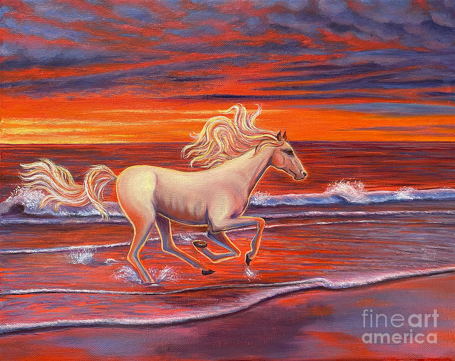 Horse on the Sunset Painting by Ella Boughton