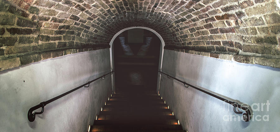 Horizontal Dark Staircase Basement Background Horror Mood Scene Photograph by Luca Lorenzelli