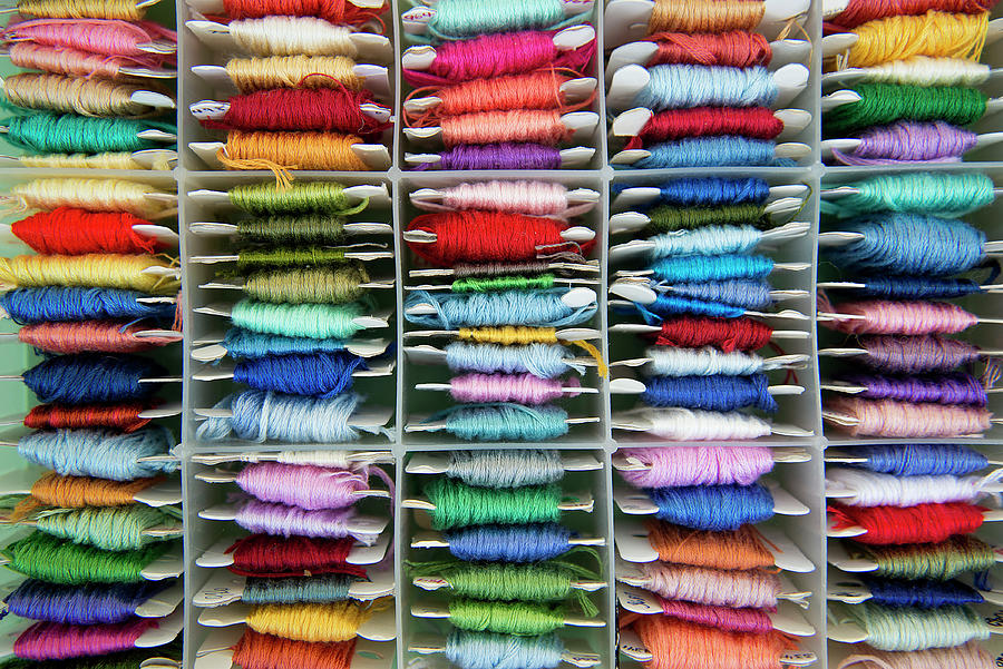 Horizontal Embroidery Threads Photograph by Carole Gordon