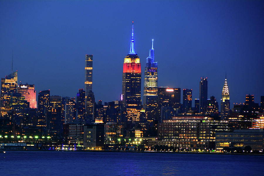 Horizontal Empire State Building in Red, White, and Blue 2 Photograph by Raymond Salani III