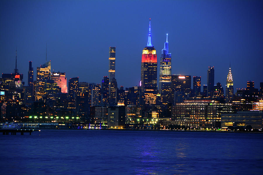 Horizontal Empire State Building in Red, White, and Blue Photograph by Raymond Salani III