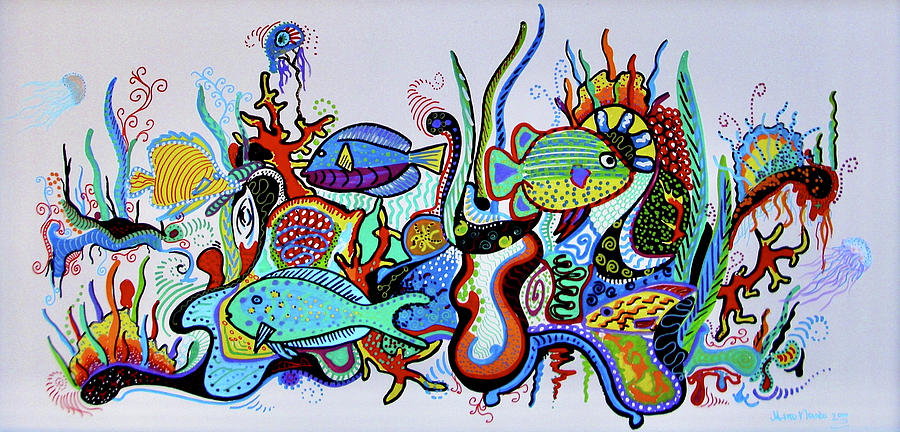 Horizontal Fish Abstract # 3 Drawing by Gino Nardo - Fine Art America