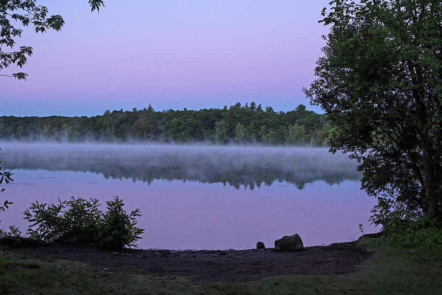 Horn Pond Purple Sunrise in Woburn Massachusetts Ice House Park Photograph by Toby McGuire