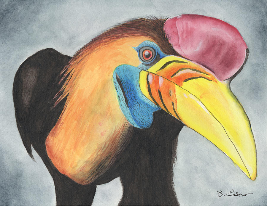 Hornbill Painting by Bob Labno