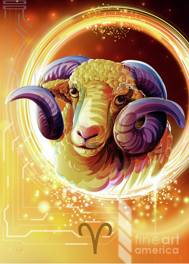 Sign Digital Art - Horoscope Signs-Aries Poster by Peter Awax