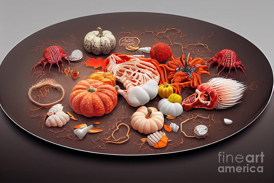 Horror food dish of Halloween dinner Digital Art by Benny Marty