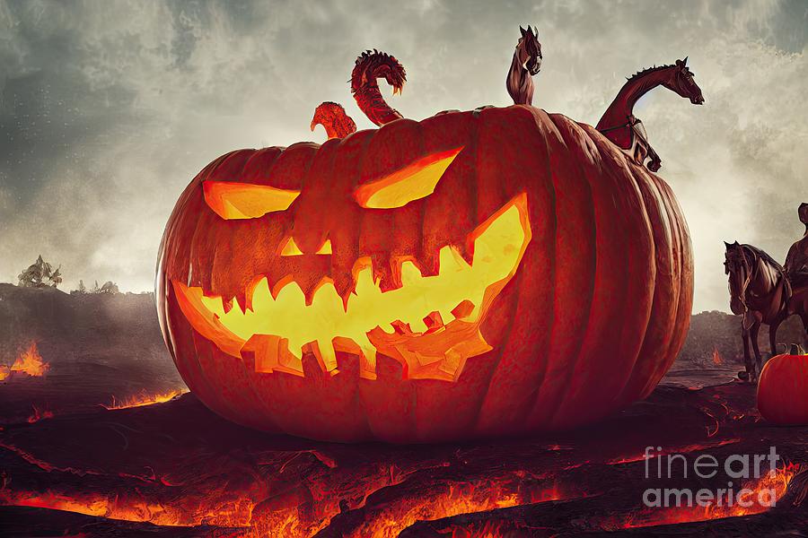 Horror Halloween Carved Pumpkin Digital Art By Benny Marty Fine Art