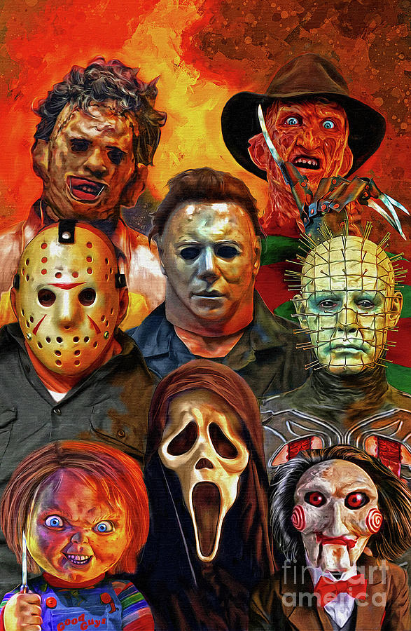 Halloween Mixed Media - Horror Movie Icons by Mark Spears