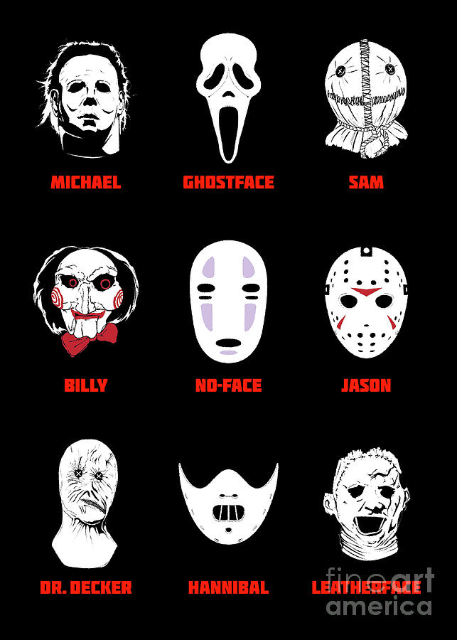Movie Poster Digital Art - Horror Movie Killers Masks by Bo Kev