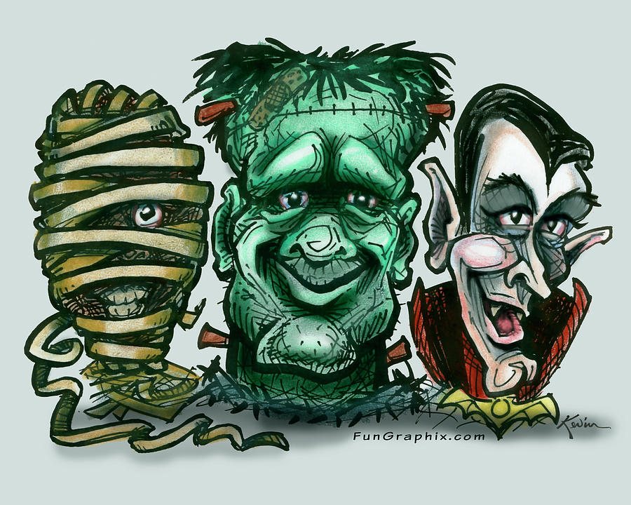 Horror Movie Monsters Digital Art by Kevin Middleton