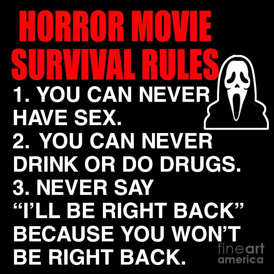 Horror Movie Survival Rules Scream Quote Tapestry - Textile by ...