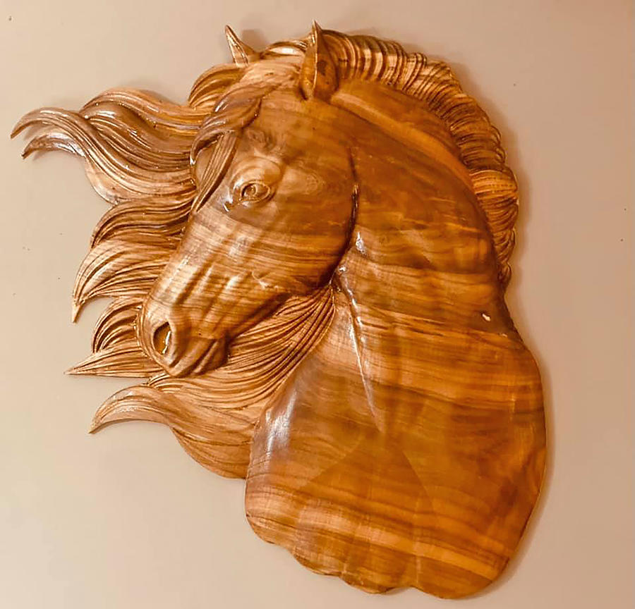 Horse 3d carving Relief by 7 Wood Craft - Fine Art America