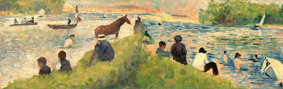 Horse and Boats - study for Bathers at Asnieres by Georges Seurat - digital recreation Digital Art by Nicko Prints