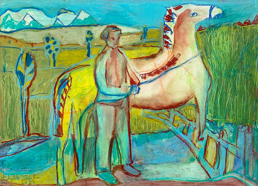 Horse and Boy Drawing by Edgeworth Johnstone