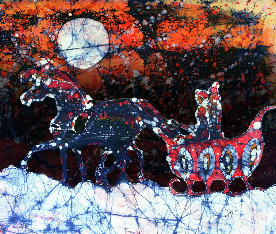 Horse And Sleigh at Sunset Tapestry - Textile by Carol  Law Conklin
