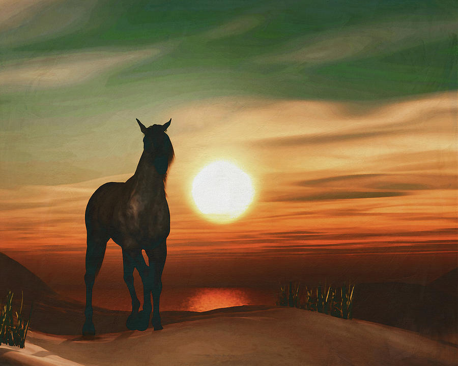 Horse at sunset 2 Painting by Jan Keteleer