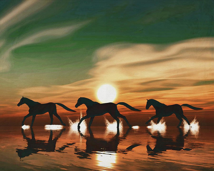 Horse at sunset 6 Painting by Jan Keteleer