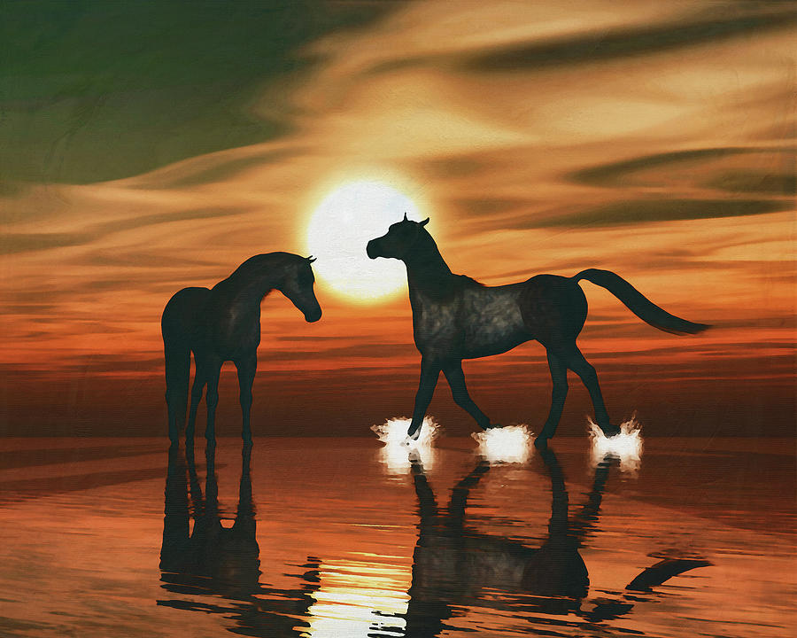 Horse at sunset 7 Painting by Jan Keteleer