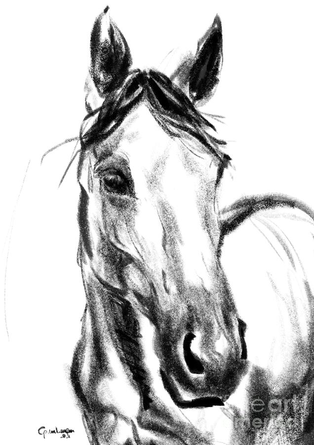 Horse Britt Painting by Go Van Kampen