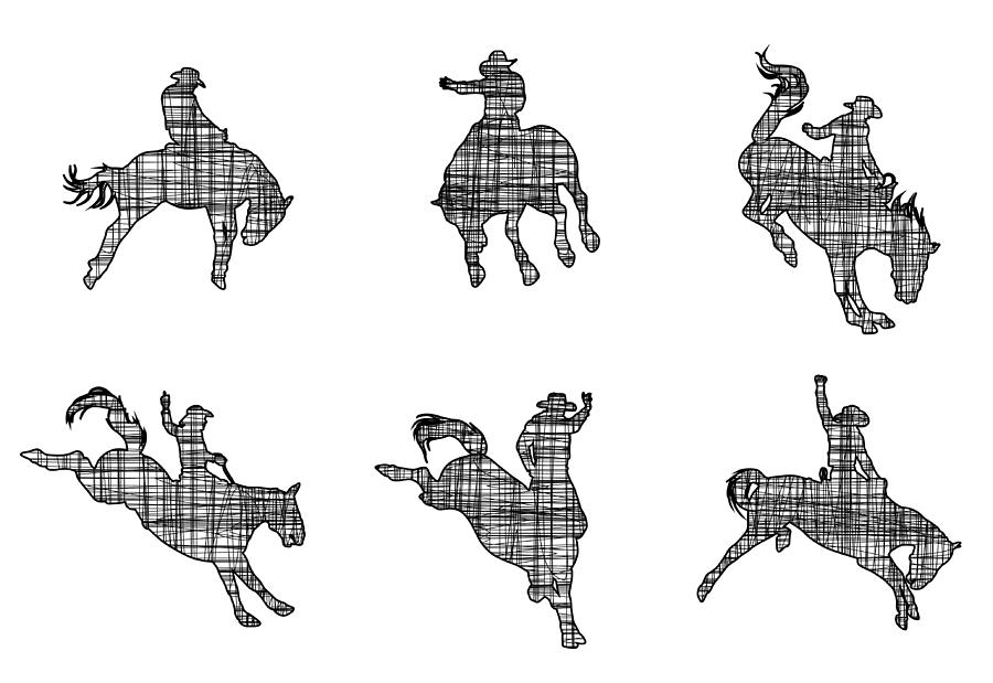Horse Buck Rodeo Drawing by A-Digit
