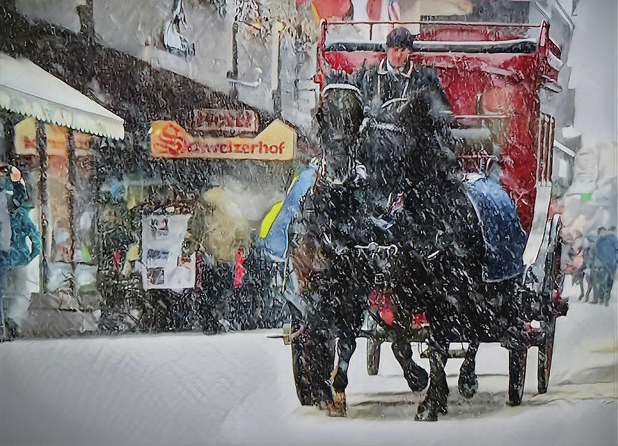 Horse carriage  Digital Art by Dennis Baswell