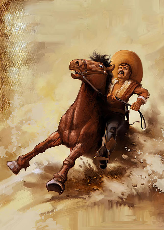 Horse Cowboy On Horse Digital Art By Rowlette Nixon