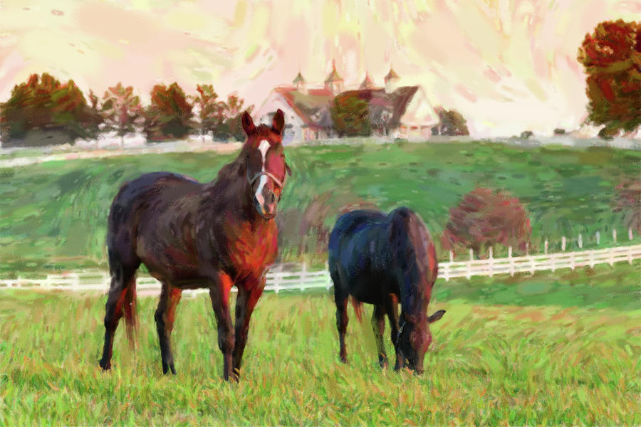 Horse Farm Pastel Photograph