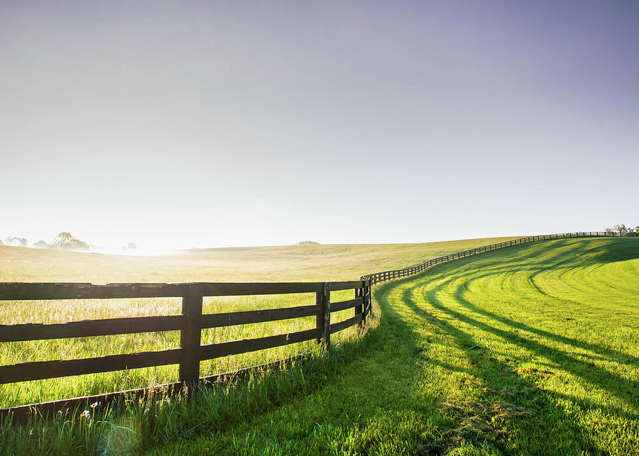 Horse Fence Snakes its Way Over the Hill Photograph by Kelly VanDellen