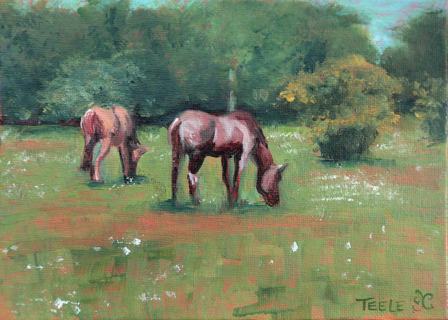 Horse Fields Painting by Trina Teele