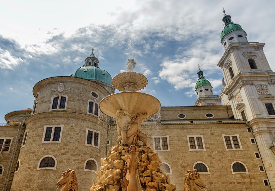Horse fountain in front of Cathedral in the old town of Salzburg Photograph by Elenarts - Elena Duvernay photo