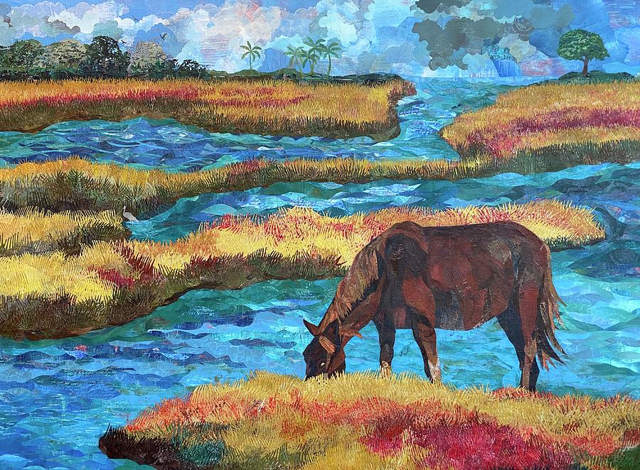 Horse Grazing Painting