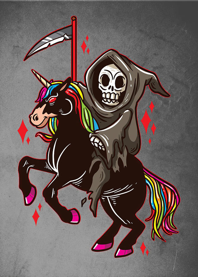 Horse Grim Reaper Unicorn Digital Art by Rowlette Nixon